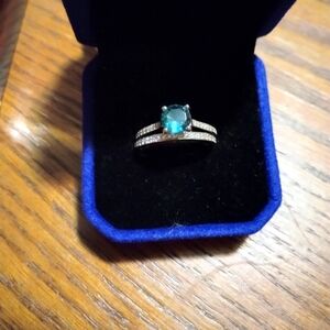 2 piece s.925 sterling silver London Blue Topaz Ring Size 9